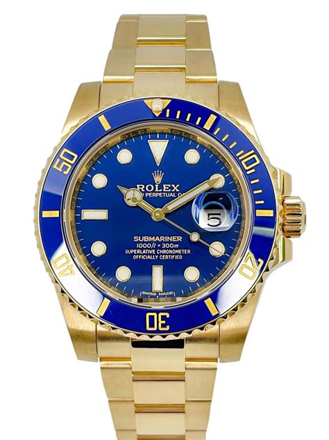 rolex blue submariner gold|Rolex Submariner price list.